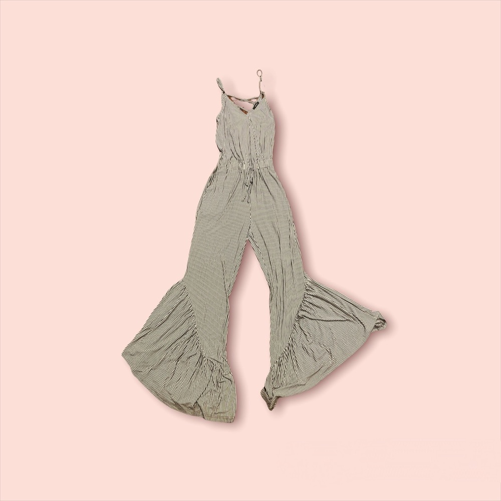 grey & white striped romper